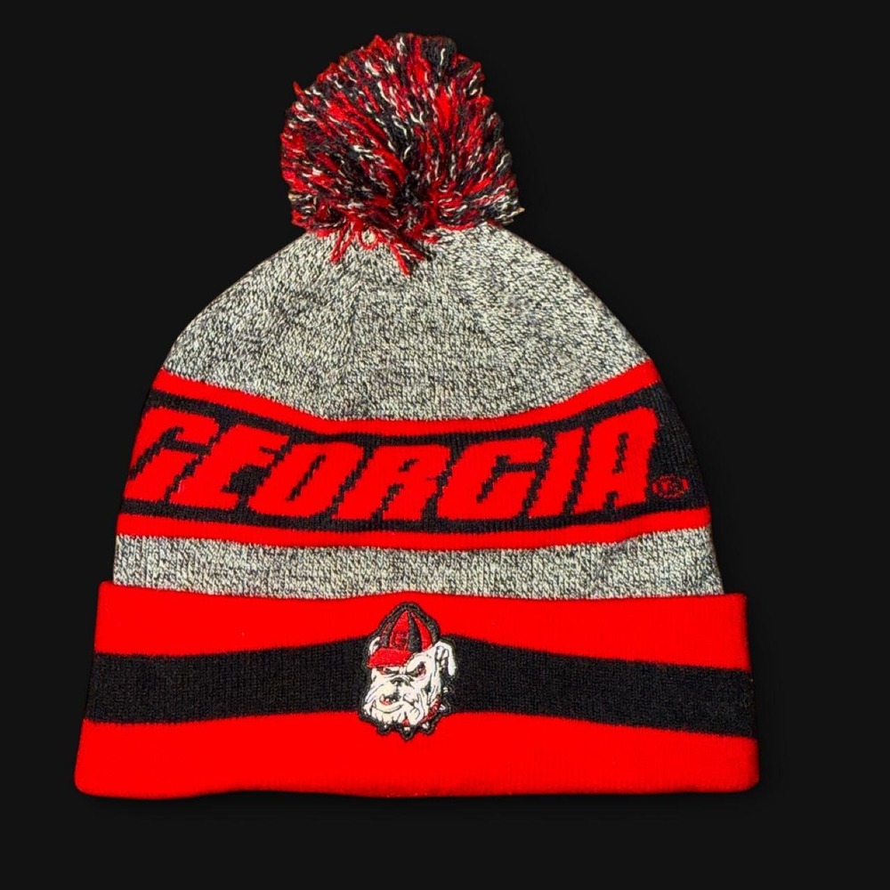 Georgia Bulldogs Top of the World Pom Beanie Red Black Gray UGA